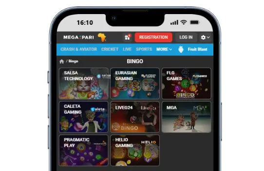 Version mobile du site Web Megapari